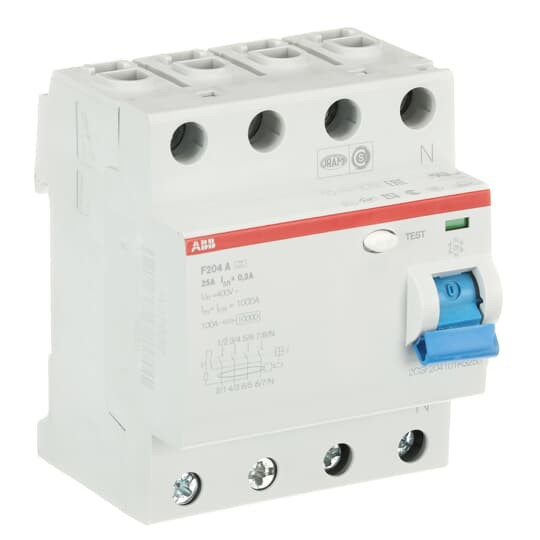 ABB F204A-25/0,3 FI-Schutzschalter 4P,Typ A,25A,300mA