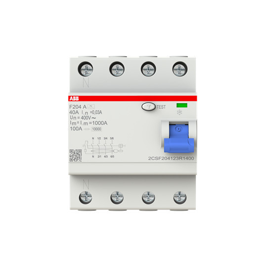 ABB F204A-40/0,03L FI-Schutzschalter 4P,Typ A,40A,30mA,N links
