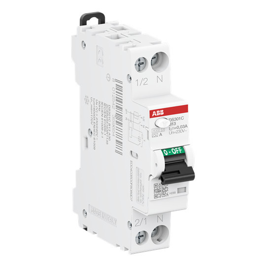 ABB DS301CA-B13/0,03 FI/LS-Schalter 6kA, 1P+N, Typ A, B13, 30mA 1 Teilungseinheit