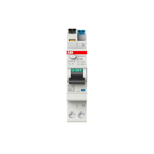 ABB DSX301CA-C16/0,03 FI/LS-Schalter, 1 TE 6kA, 1P+N, Typ A, C16, 30mA