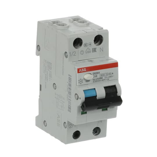 ABB DS201A-C10/0,03 FI/LS-Schalter 6kA, 1P+N, Typ A, C 10, 30mA