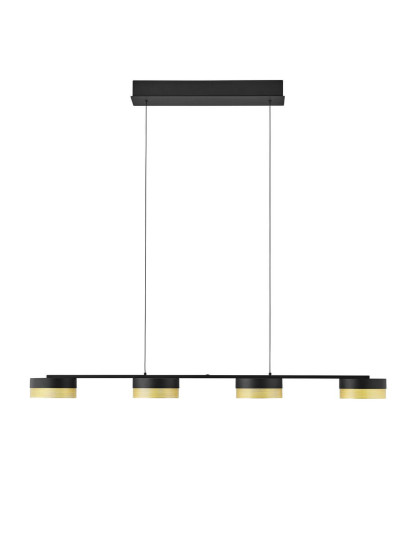 Hell Mesh LED Pendelleuchte 4-fach Warmweiss Dimmbar stufenlos höhenverstellbar Schwarz/Gold 20619/4-06