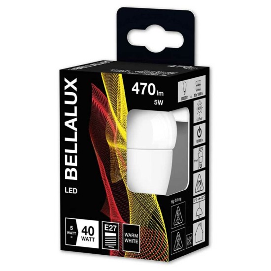BELLALUX E27 LED Lampe 5W P40 matt warmweiss wie 40W