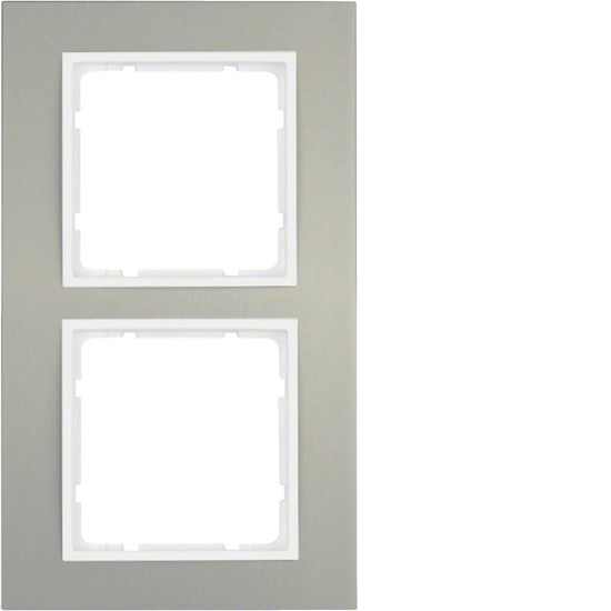 Berker 10123904 Rahmen 2fach. B.3. Alu/polarweiß matt. Aluminium eloxiert