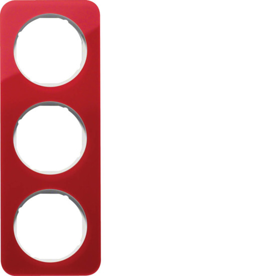 Berker 10132349 Rahmen 3fach R.1 Acryl rot transparent/polarweiß glänzend