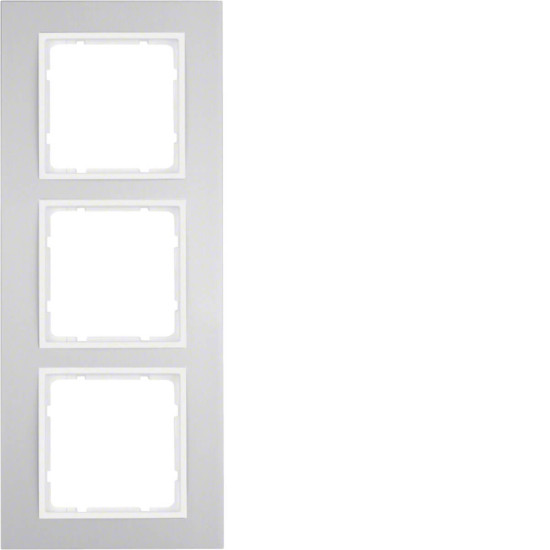 Berker 10133904 Rahmen 3fach. B.3. Alu/polarweiß matt. Aluminium eloxiert