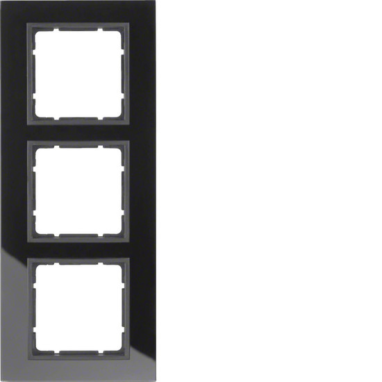Berker 10136616 Glasrahmen 3fach. B.7. Glas schwarz/anthrazit matt