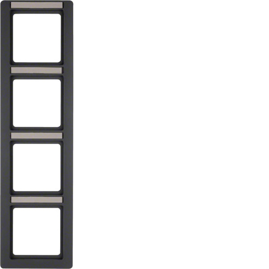 Berker 10146016 Rahmen 4fach mit Beschriftungsfeld Q.1 anthrazit. samt