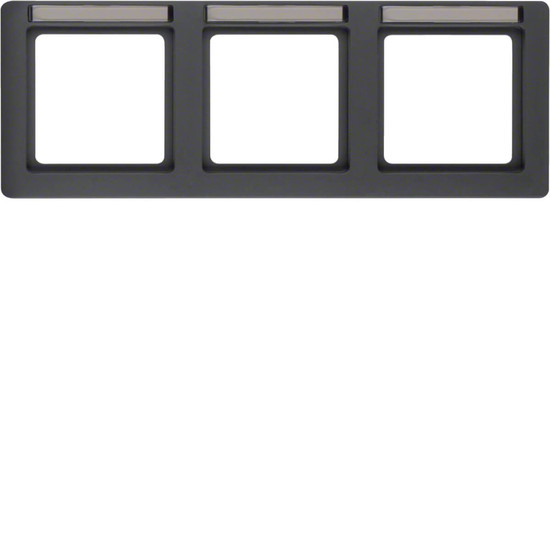 Berker 10236016 Rahmen 3fach mit Beschriftungsfeld waagerecht Q.1 anthrazit. samt