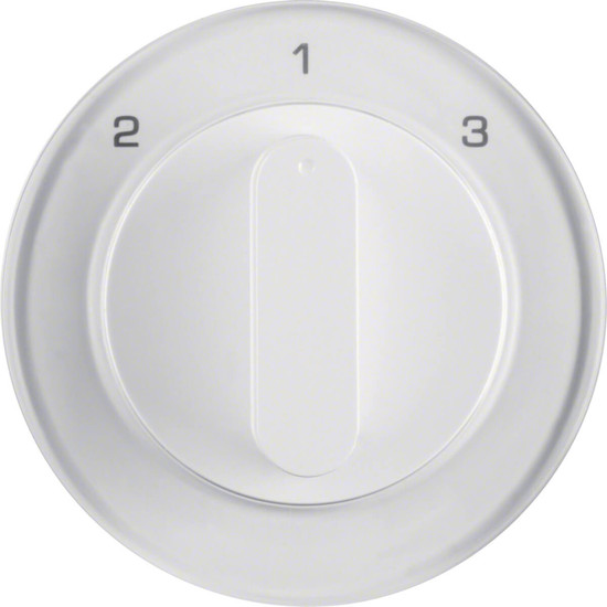Berker 1084208900 Zentralstück mit Drehknopf für 3-Stufenschalter R.1/R.3 polarweiß. glänzend