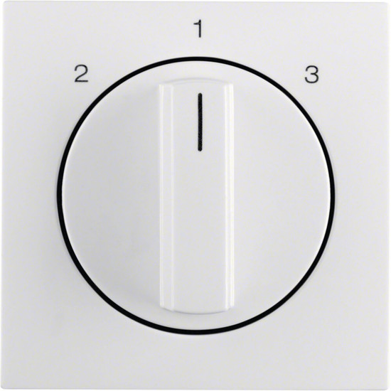 Berker 1084898900 Zentralstück mit Drehknopf für 3-Stufenschalter S.1/B.3/B.7 polarweiß. glänzend