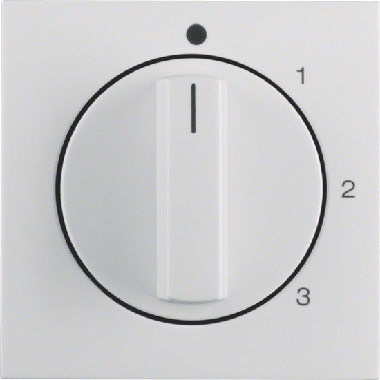 Berker 1096898900 Zentralstück mit Drehknopf für 3-Stufenschalter S.1/B.3/B.7 polarweiß. glänzend
