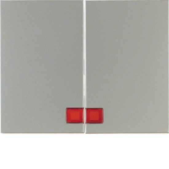 Berker 14377004 Wippe 2fach mit roter Linse K.5 edelstahl. lackiert