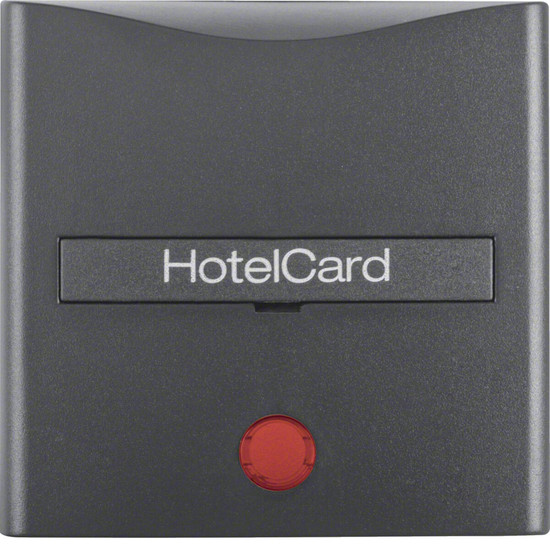 Berker 16401606 Hotelcard-Schaltaufsatz mit Aufdruck und roter Linse S.1/B.3/B.7 anthrazit. matt