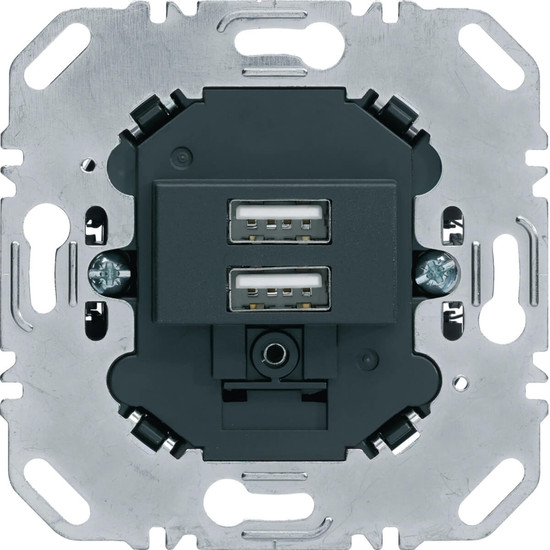 Berker 260205 USB LadeSteckdose. 2fach. 3.0A. eckiger Tragring. anthrazit matt