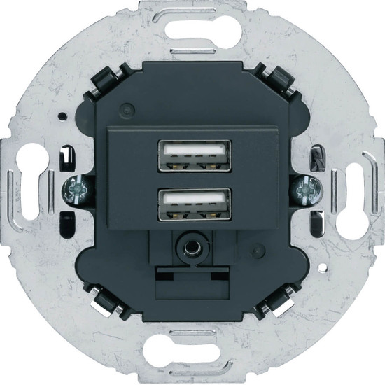Berker 260215 USB Ladesteckdose 230V. 2fach. 3.0A. runder Tragring. anthrazit matt