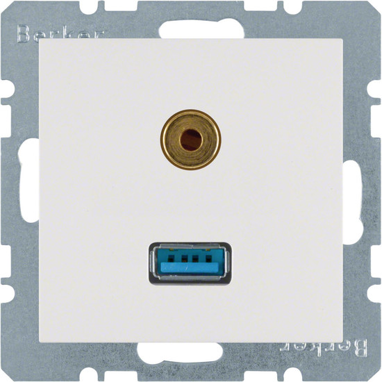 Berker 3315391909 USB/3.5 mm Audio Steckdose S.1/B.3/B.7 polarweiß. matt