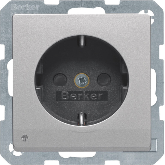 Berker 41096084 Steckdose Schuko mit LED-Orientierungslicht Q.x alu samt. lackiert