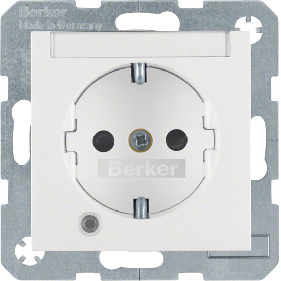 Berker 41101909 Steckdose Schuko mit Kontroll-LED. BSF u. erh.BS S.1/B.3/B.7 polarweiß. matt