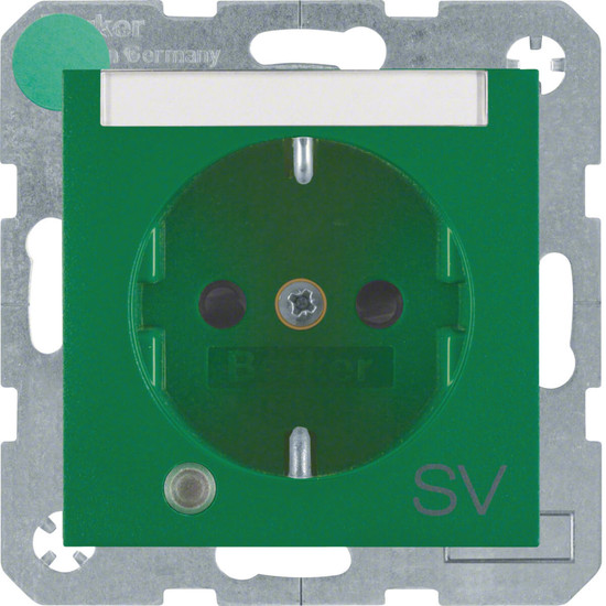 Berker 41101913 Steckdose Schuko mit Kontroll-LED. BSF u. erh.BS S.1/B.3/B.7 grün. matt