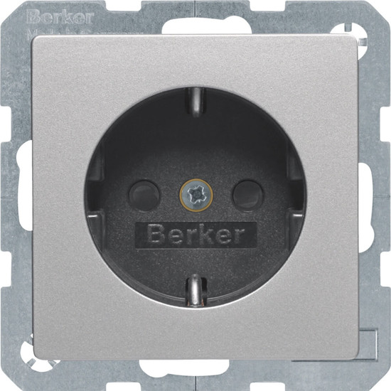 Berker 41236084 Steckdose Schuko mit erh.BS und Schraubliftklemmen Q.x alu samt. lackiert