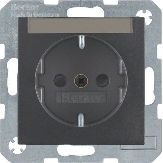 Berker 41491606 Steckdose Schuko mit Beschriftungsfeld u. erh.BS S.1/B.3/B.7 anthrazit. matt