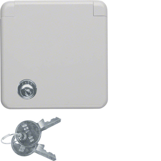 Berker 4212 Steckdose Schuko mit Abdeckpl.. Klappd. u. Schloss wgUp IP44 grau. glänzend