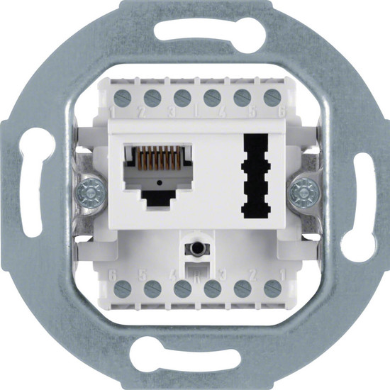Berker 458809 UAE 8(6)/TAE 6 F+N-Steckdose Modul-Einsätze polarweiß. matt