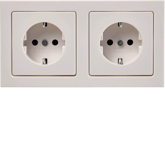 Berker 47206099 Steckdosen-Kombination Schuko 2fach mit Rahmen Q.3 P-W