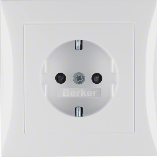 Berker 47228989 Steckdose Schuko mit Abdeckplatte u. erh.BS S.1/B.3/B.7 polarweiß. glänzend