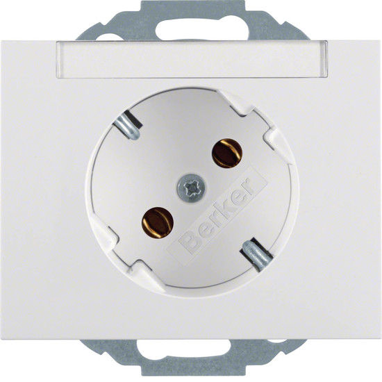 Berker 47287109 Steckdose Schuko 45° mit Beschriftungsfeld K.1 polarweiß. glänzend