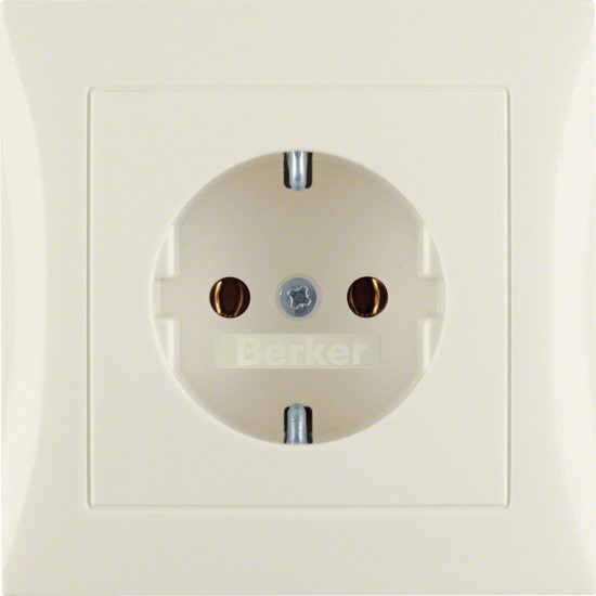 Berker 47428982 Steckdose Schuko mit Abdeckplatte S.1/B.3/B.7 weiß. glänzend