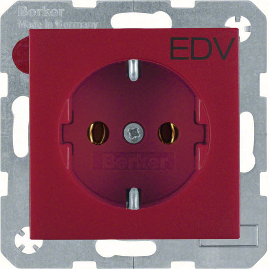 Berker 47431922 Steckdose Schuko mit Aufdruck S.1/B.3/B.7 rot. matt