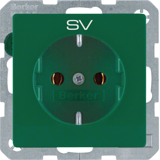 Berker 47436003 Steckdose Schuko mit Aufdruck Q.x grün. samt