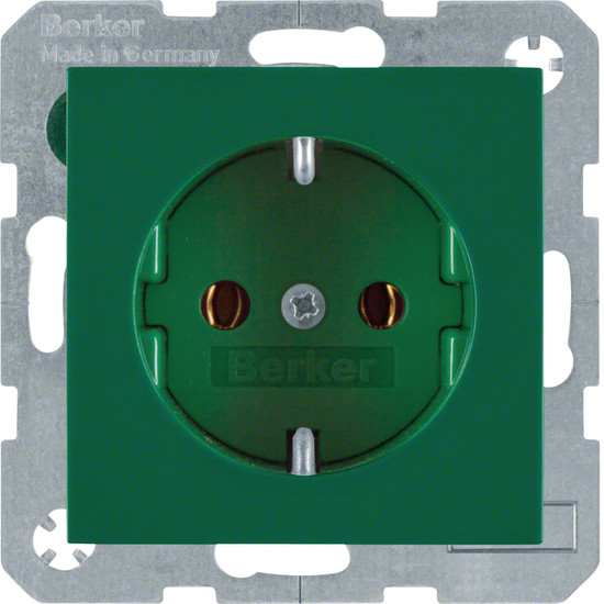 Berker 47438913 Steckdose Schuko S.1/B.3/B.7 grün. glänzend