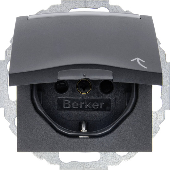 Berker 47461606 Steckdose Schuko mit Klappdeckel. BSF und erh.BS S.1/B.3/B.7 anthrazit. matt