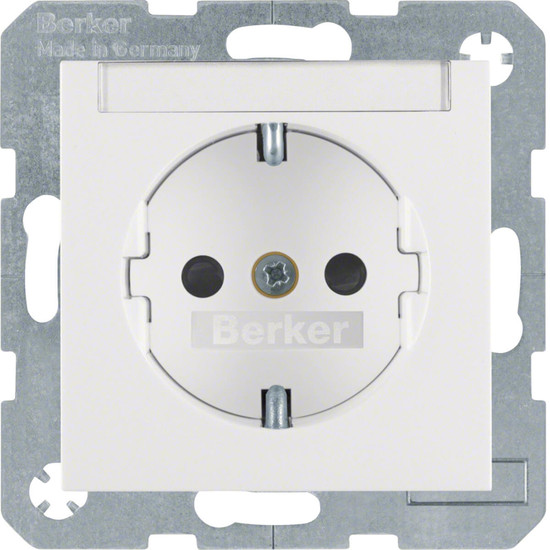 Berker 47491909 Steckdose Schuko mit Beschriftungsfeld u. erh.BS S.1/B.3/B.7 polarweiß. matt