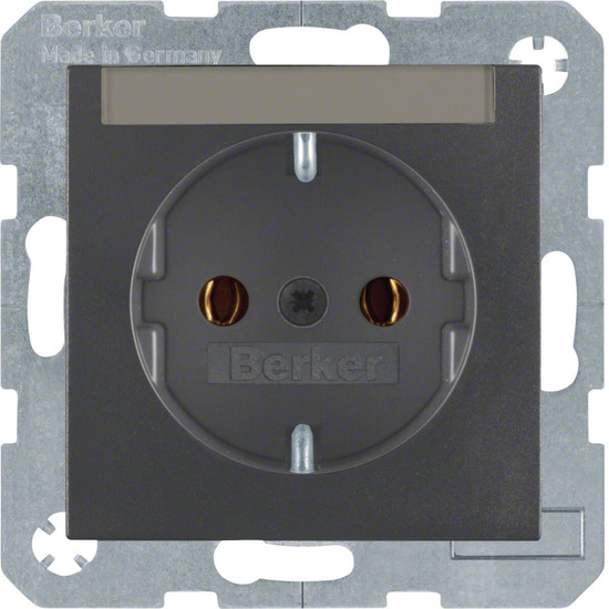 Berker 47501606 Steckdose Schuko mit Beschriftungsfeld S.1/B.3/B.7 anthrazit. matt