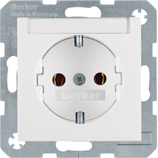 Berker 47501909 Steckdose Schuko mit Beschriftungsfeld S.1/B.3/B.7 polarweiß. matt