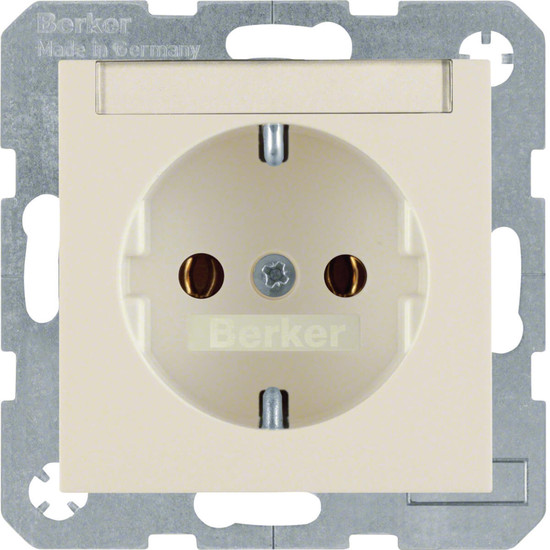 Berker 47508982 Steckdose Schuko mit Beschriftungsfeld S.1/B.3/B.7 weiß. glänzend
