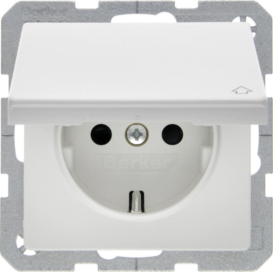 Berker 47516069 Steckdose Schuko mit Klappdeckel Q.x polarweiß samt