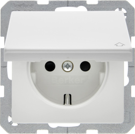 Berker 47516089 Steckdose Schuko mit Klappdeckel Q.x polarweiß samt