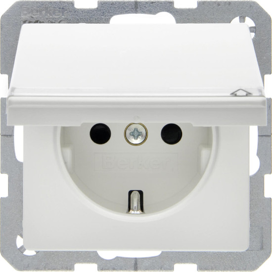 Berker 47526089 Steckdose Schuko mit Klappdeckel. BSF u. erh.BS Q.x polarweiß samt