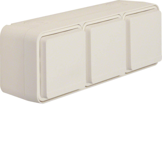 Berker 47733512 Steckdose Schuko 3fach waagerecht mit Klappdeckel AP. W.1. weiß