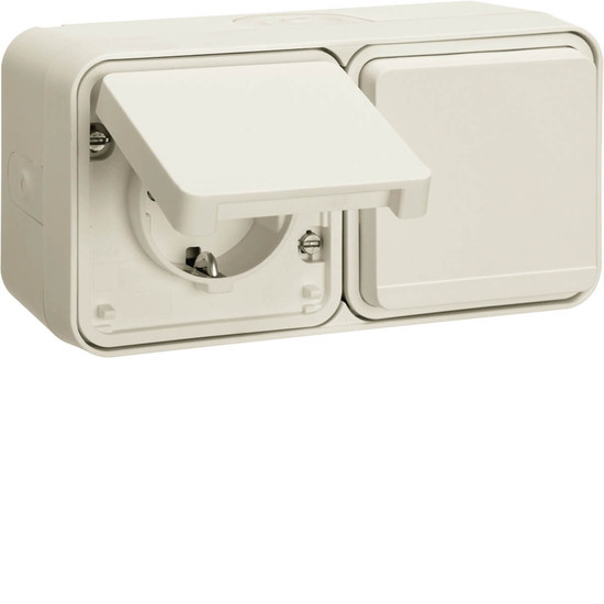 Berker 47753542 Steckd. Schuko 2f. waag. Klappd. Ber.schutz. Schraubkl.. 4 Einf.. W.1. pw.
