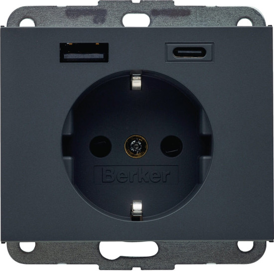 Berker 48147006 Steckdose SCHUKO/USB AC 20W PD Kx ant mt