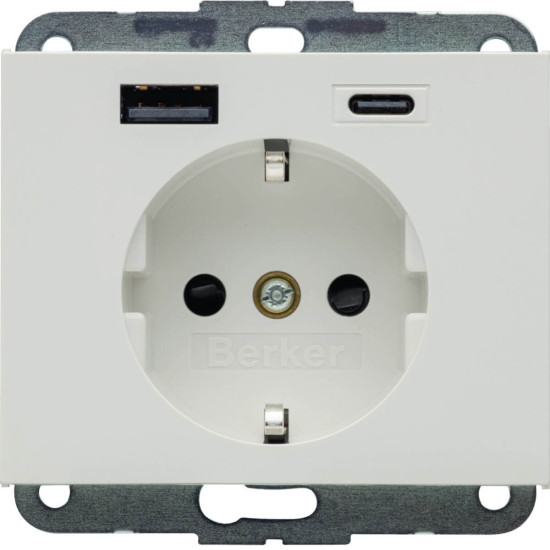 Berker 48147009 Steckdose SCHUKO/USB AC 20W PD Kx pw gl
