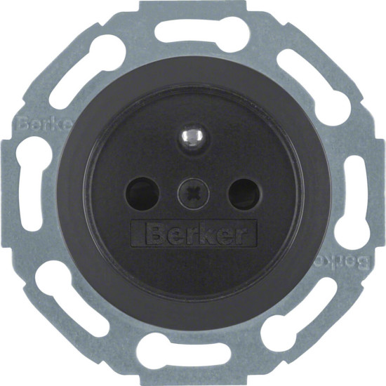 Berker 67687901 Steckdose mit Schutzkontaktstift u. erh.BS 1930/Glas/Palazzo schwarz. glänzend