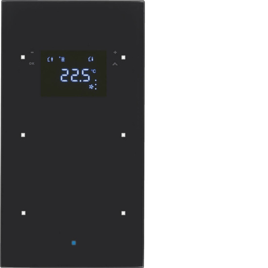 Berker 75642035 Glas-Sensor 2fach mit Temperaturregler TS Sensor. schwarz