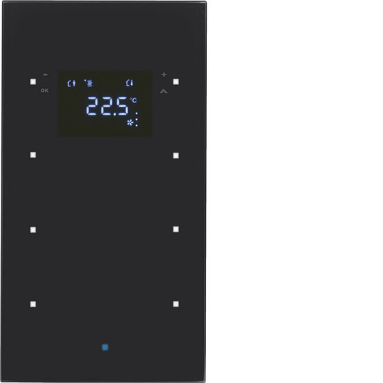 Berker 75643035 Glas-Sensor 3fach mit Temperaturregler TS Sensor. schwarz